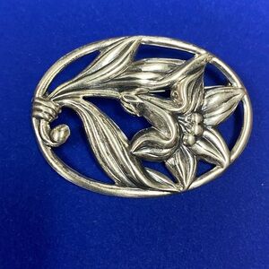 Vintage Sterling Silver Flower Brooch